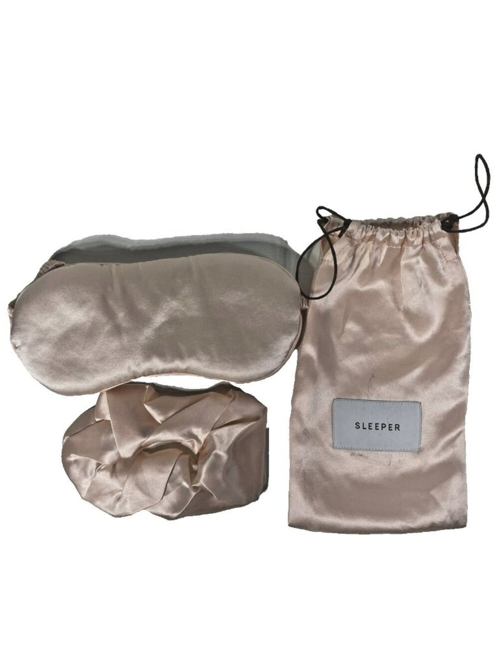 Sleeper Womens Silk Satin Eyemask With Pouch Rose Gold Pink NWOT